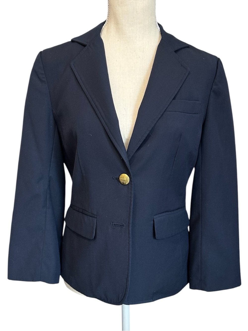 Aqua Schoolboy Blazer Fully Lined Navy Gold-Tone Buttons Women’s Size Medium